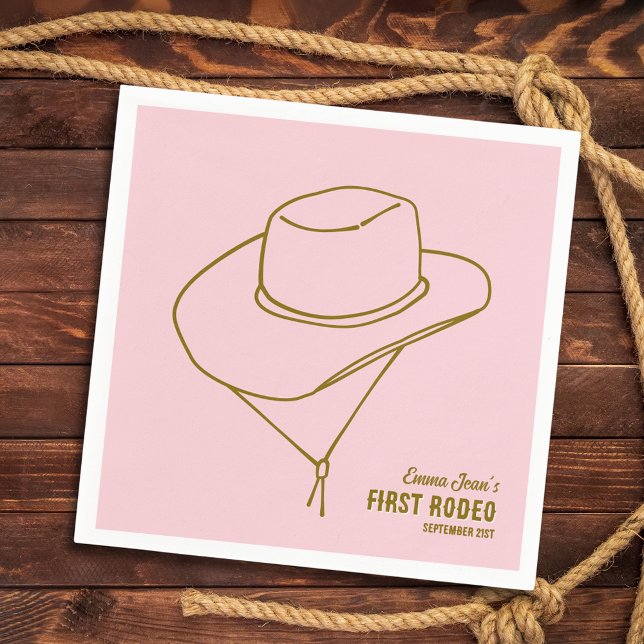 First Rodeo Cowboy Hat Pink 1st Birthday Serviette (First Rodeo Cowboy Hat Pink 1st Birthday Napkins
)