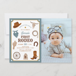First Rodeo Cowboy Wild West Erstes GeburtstagsFot Einladung