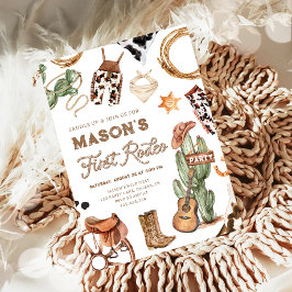 First Rodeo Cowboy Wild West Western Boy Birthday Einladung