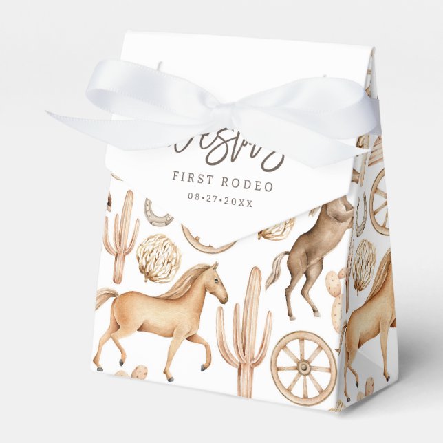 First Rodeo Neutral Southern Cowboy Birthday Gefal Geschenkschachtel (Vorderseite)