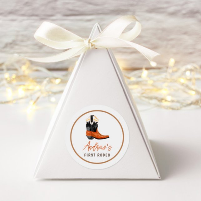 First Rodeo Southern Cowboy Birthday Runder Aufkleber (Von Creator hochgeladen)