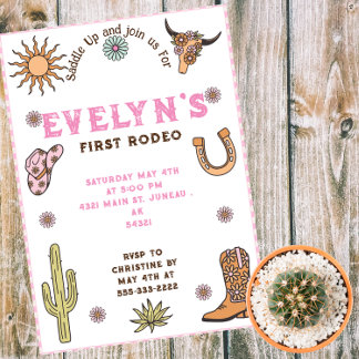 First Rodeo Western Cowboy Boho Birthday Magneteinladung