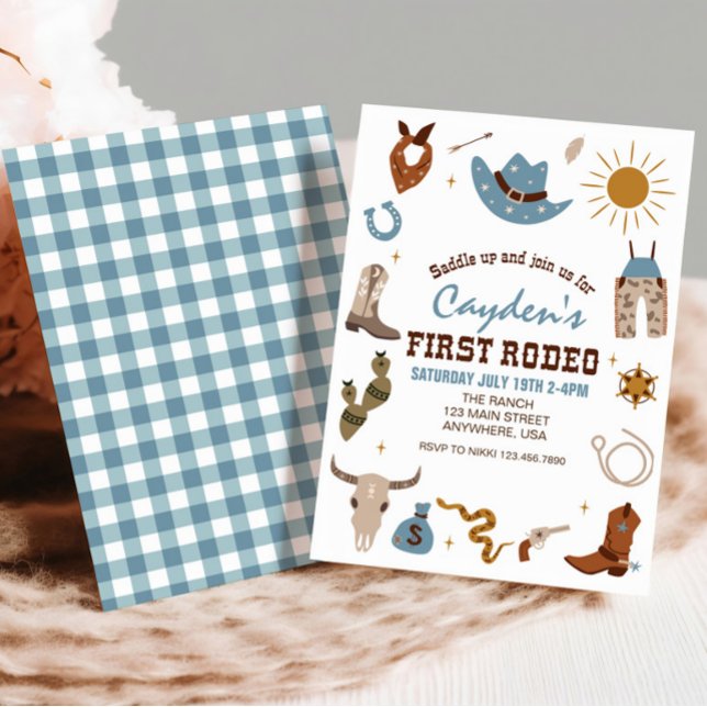 First Rodeo Western Cowboy First Birthday Invitati Einladung (Von Creator hochgeladen)