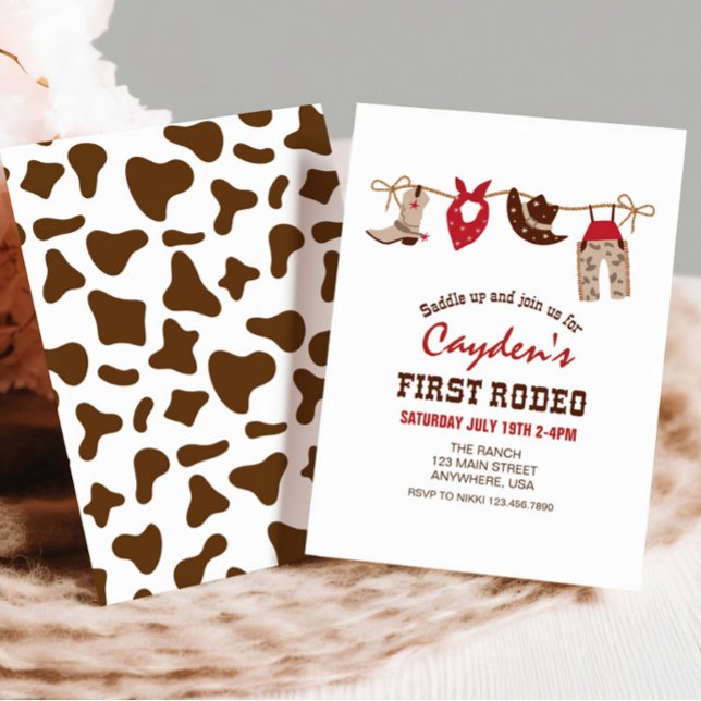 First Rodeo Western Cowboy First Birthday Invitati Einladung (Von Creator hochgeladen)