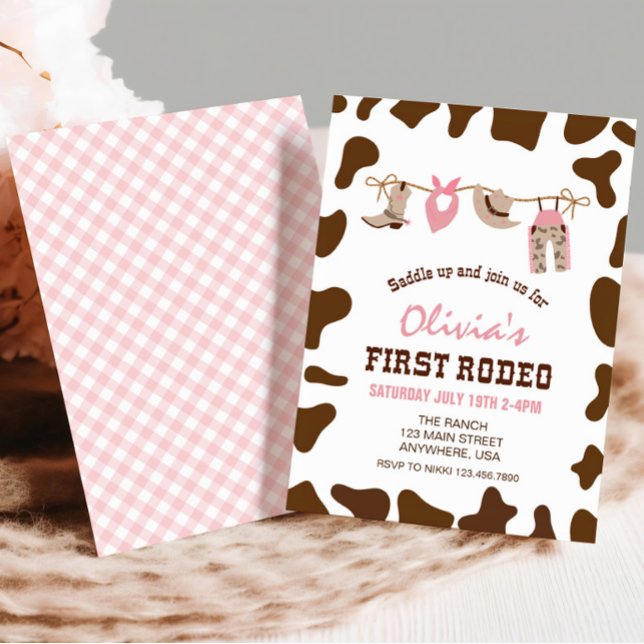 First Rodeo Western Cowboy First Birthday Invitati Einladung (Von Creator hochgeladen)