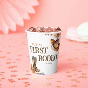 First Rodeo Western Girl 1. Geburtstag Pappbecher