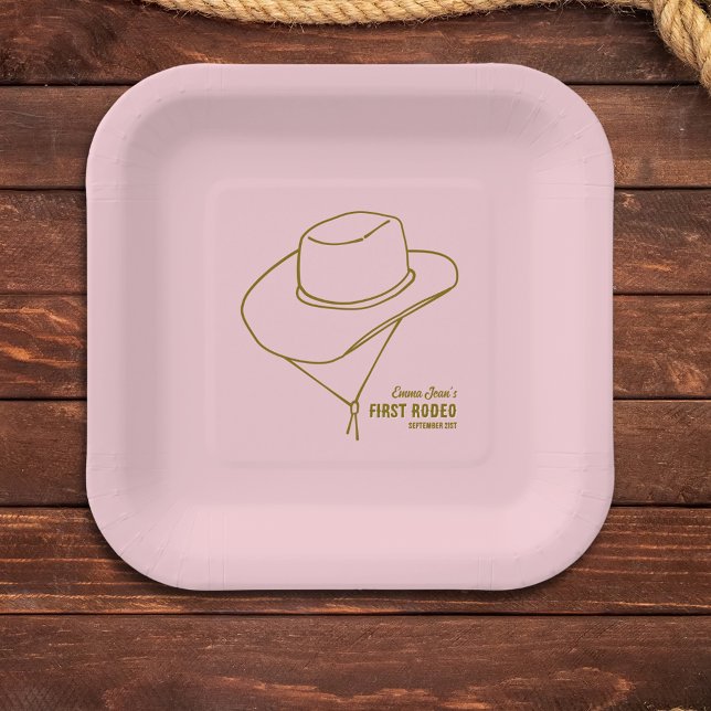 First Rodeo Western Pink Cowgirl 1st Birthday Pappteller (First Rodeo Western Pink Cowgirl 1st Birthday Paper Plates
)