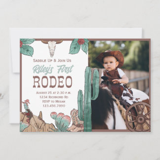 First Rodeo Western Southwestern Cowboy Birthday Einladung