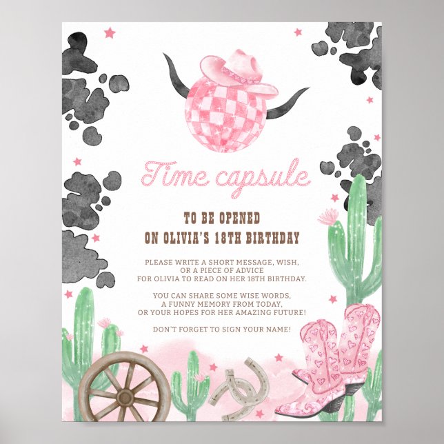 First Rodeo Wild West Boho Time Capsule Sign Poster (Vorne)