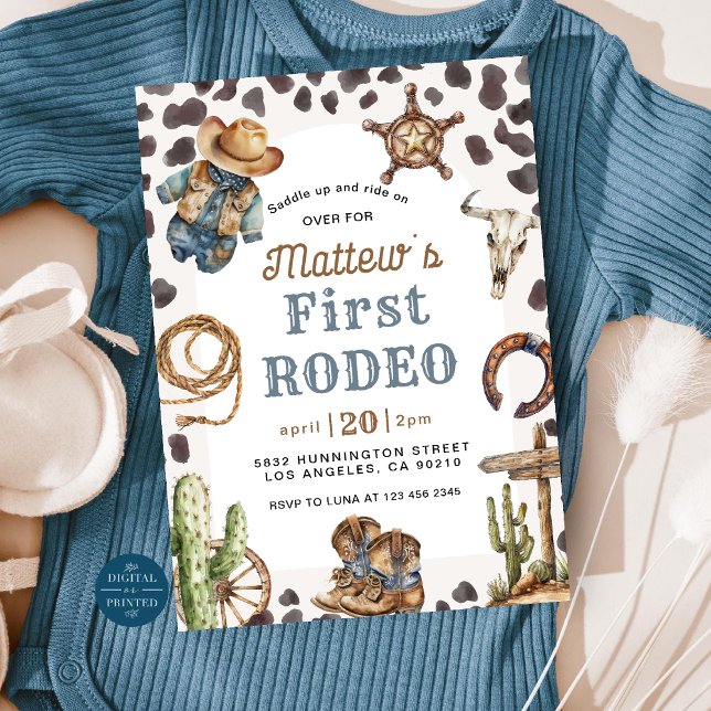 First Rodeo Wild West Cowboy Birthday Einladung (Von Creator hochgeladen)
