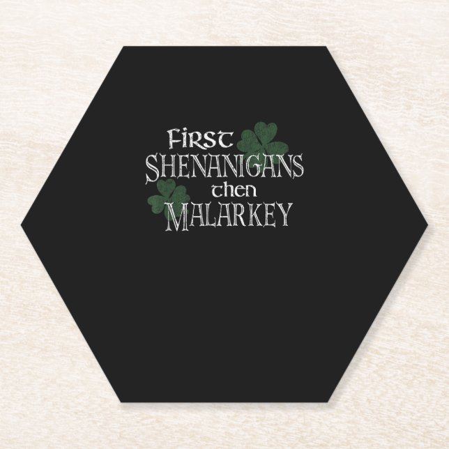First Shenanigans dann Malarkey Funny Irish Pride Untersetzer (Vorderseite)