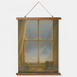 First Snow – Magic Beyond the Glass Wandteppich Mit Holzrahmen