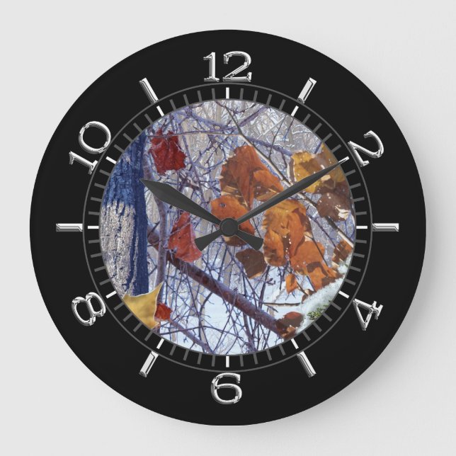 First Snow Winter Camouflage Style Dial Große Wanduhr (Vorderseite)