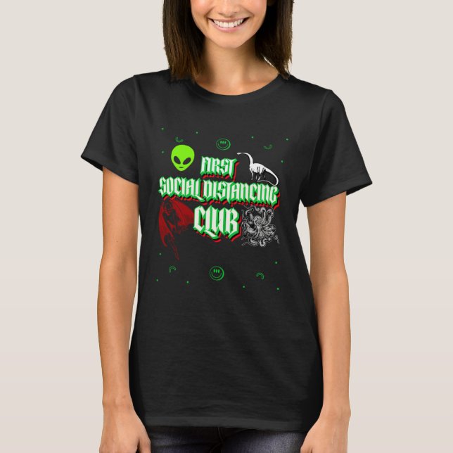 FIRST SOCIAL DISTANCING CLUB CRYPTID ALIEN LOCH NE T-Shirt (Vorderseite)