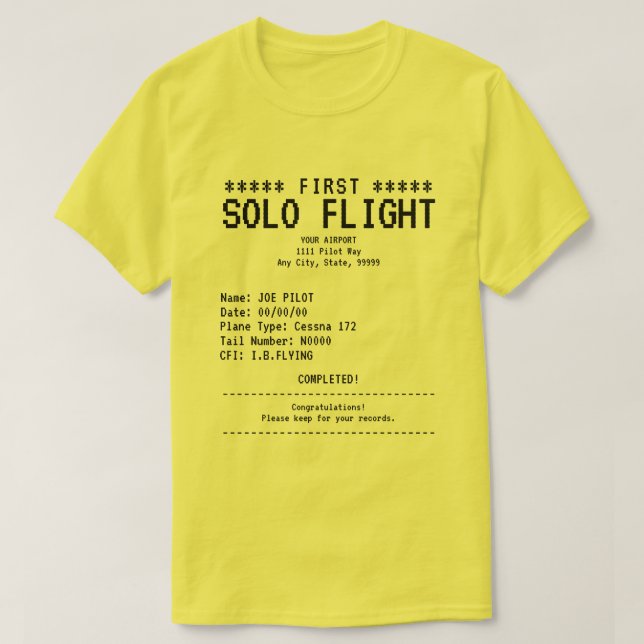 First Solo Flight T-Shirt (Design devant)