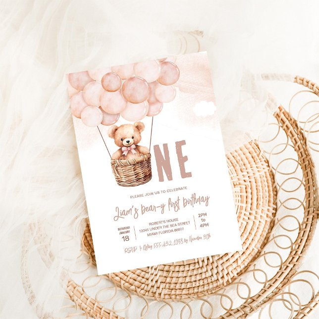First Teddy Bear Boy Boho 1. Geburtstag Einladung (Von Creator hochgeladen)