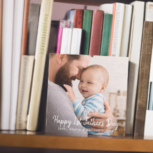 First Time Father's Day Photo Heart Pattern Feiertagskarte