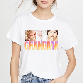 first time grandma custom 3photo collage Tri-Blend shirt