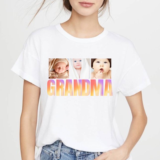 first time grandma custom 3photo collage Tri-Blend shirt (Von Creator hochgeladen)