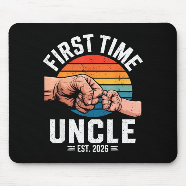 First Time Uncle Est 2026 Baby Announcement Great  Mousepad (Vorne)