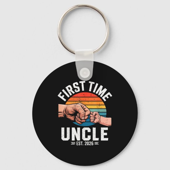 First Time Uncle Est 2026 Baby Announcement Great  Schlüsselanhänger (Vorderseite)