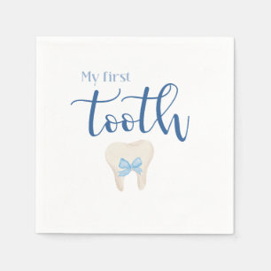 First Tooth - Agra Hadig Minimalistisch Blue Serviette