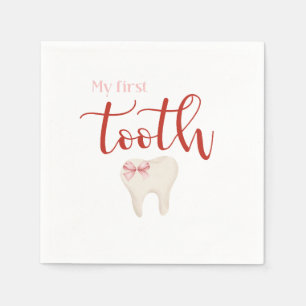 First Tooth - Agra Hadig Minimalistisch Pink Serviette