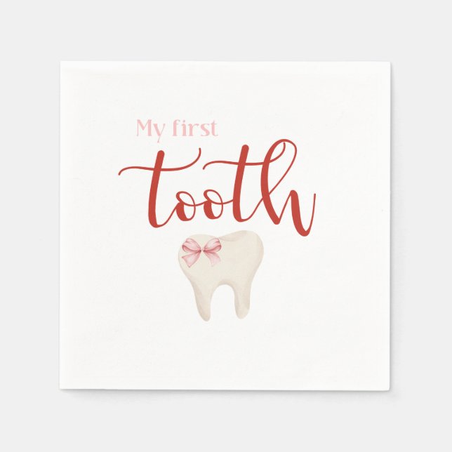 First Tooth - Agra Hadig Minimalistisch Pink Serviette (Vorderseite)