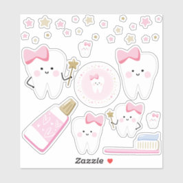 First Tooth Baby Girl Scrapbook oder Party Decke Aufkleber