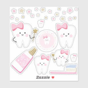 First Tooth Baby Girl Scrapbook oder Party Decke Aufkleber