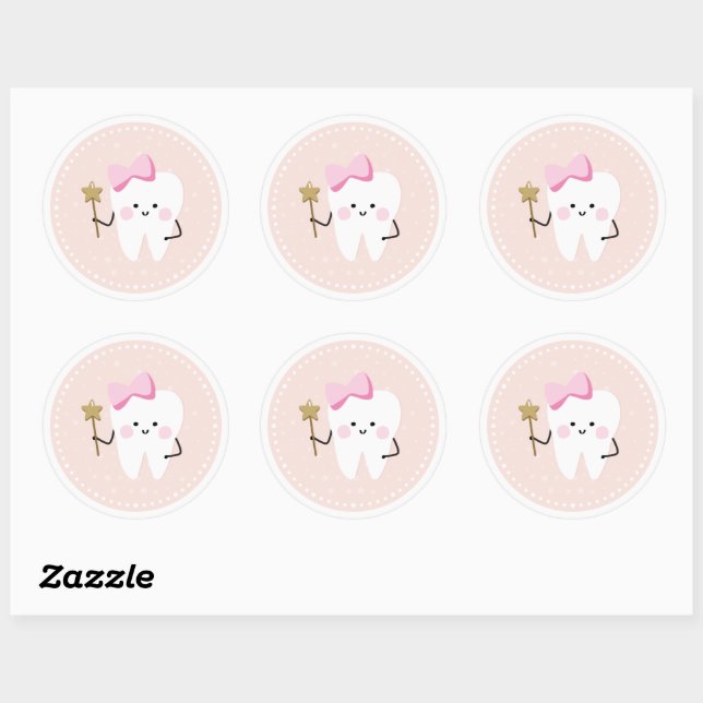First Tooth Party Girly Pink Dekorationsticker Runder Aufkleber (Blatt)