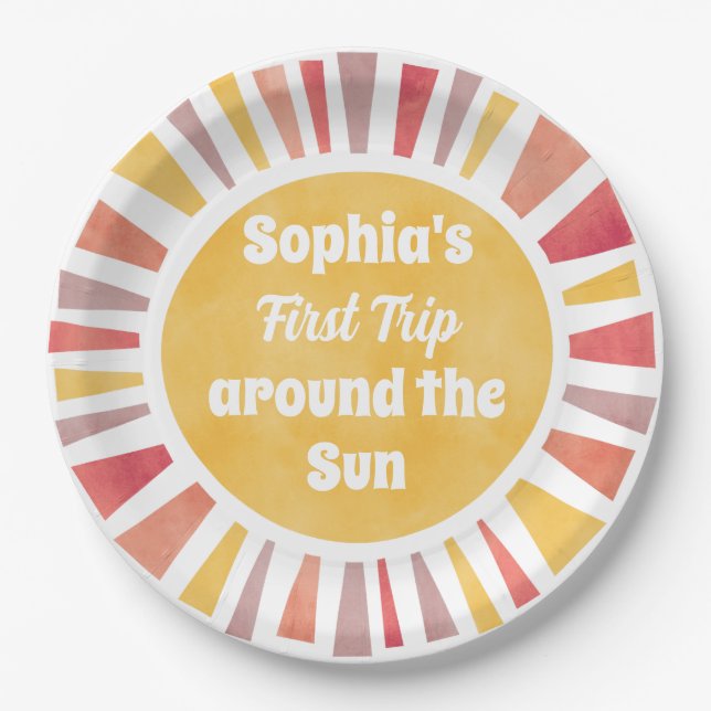 First Trip Around Sun Ballon For Girl Pappteller (Vorderseite)