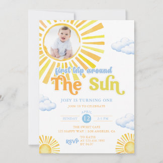 First Trip Around the Sun 1st Birthday Invitation Einladung