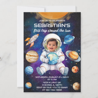 First Trip Around the Sun Birthday Photo Invitatio Einladung