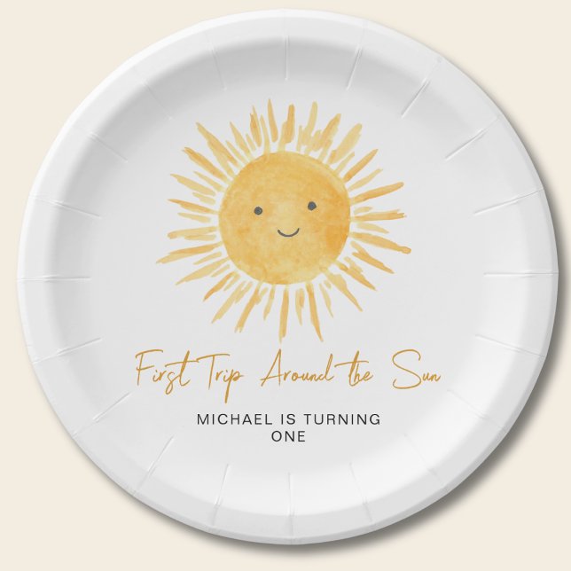 First Trip Around The Sun Boy's Birthday Party Pappteller (Von Creator hochgeladen)