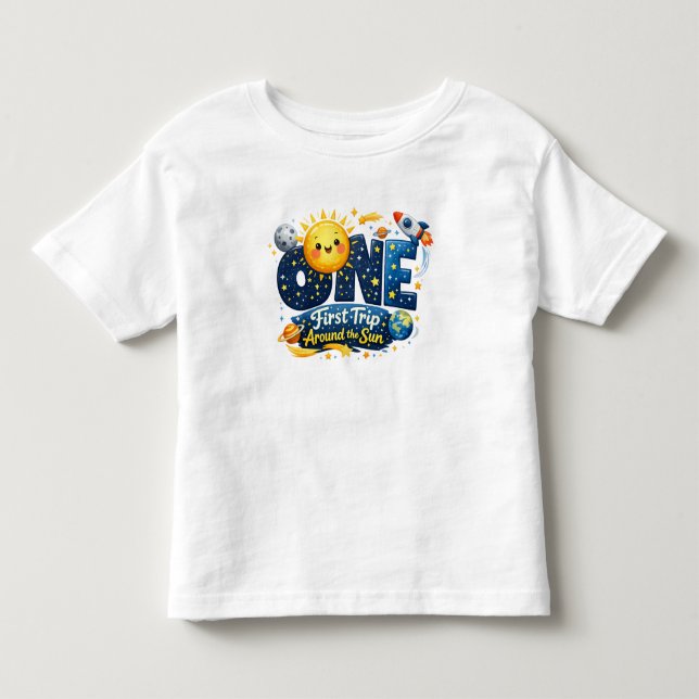 First Trip Around the Sun First Birthday Kleinkind T-shirt (Vorderseite)