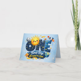 First Trip Around the Sun First Birthday Thank You Dankeskarte