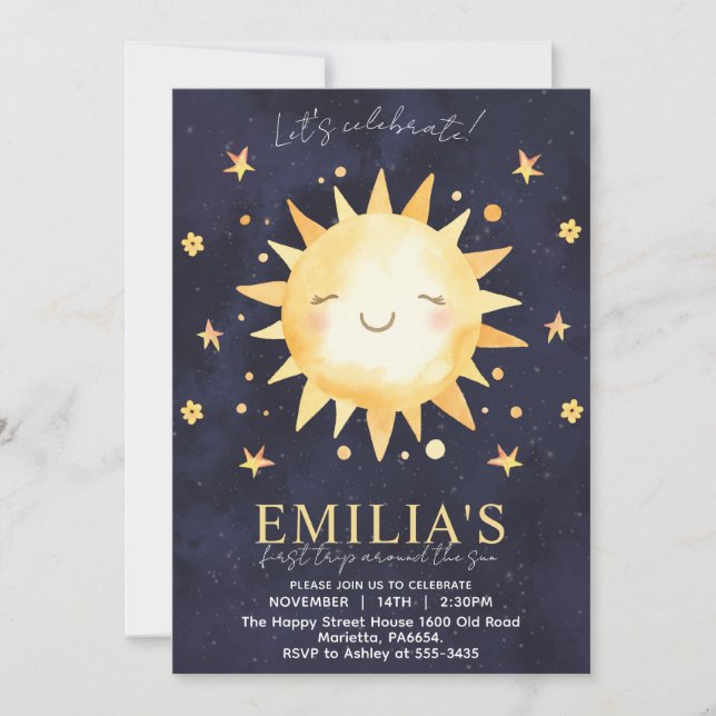 First Trip Around The Sun Invitation for Birthday (Devant)