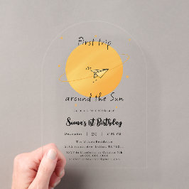 First Trip Around The Sun Paper Airplane Birthday Acryleinladungen