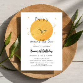 First Trip Around The Sun Paper Airplane Birthday Einladung