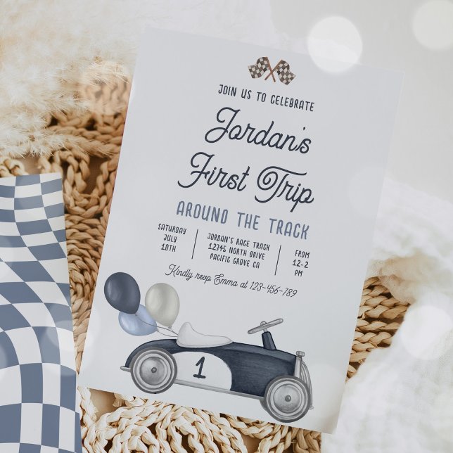 First Trip Around The Track Race Car 1st Birthday  Einladung (Von Creator hochgeladen)