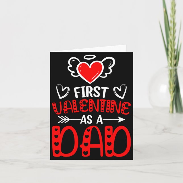 First Valentine As A Dad Heart New Father Valentin Karte (Vorderseite)