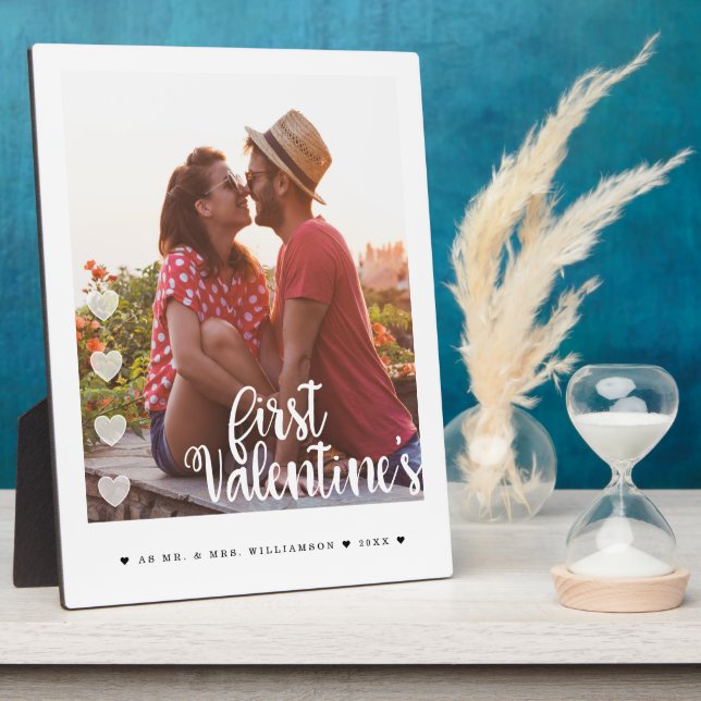 First Valentine ist als Mr & Mrs Minimal Couple Fo Fotoplatte (Seite)