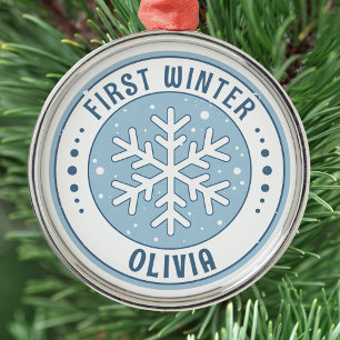 First Winter Baby Milestone Snowflake Ornament Aus Metall