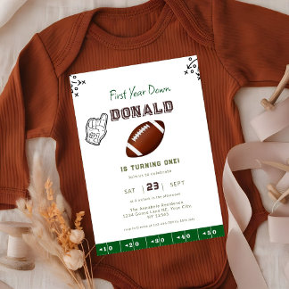 First Year Down Football 1st Birthday  Einladung