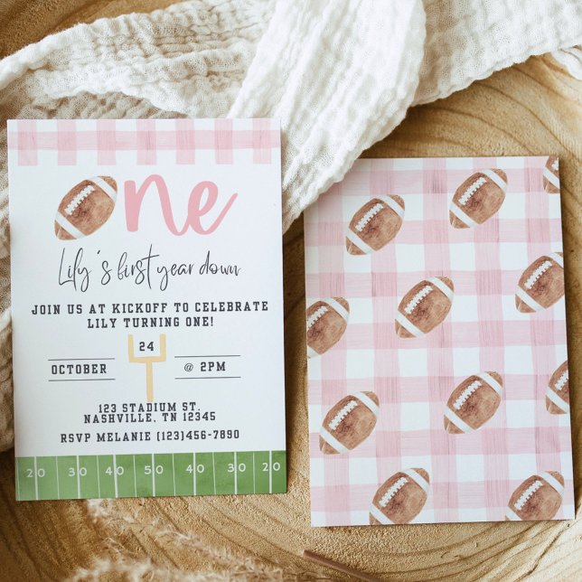 First Year Down Football Invitation, First Birthda Einladung (Von Creator hochgeladen)