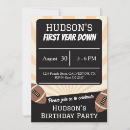 First Year Down Football Sports Boys 1st Birthday Einladung