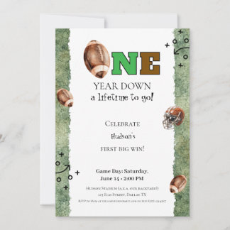 First Year Down Invitation • Football 1st Birthday Einladung
