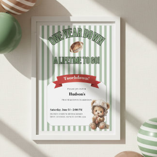 First Year Down Invitation • Football Birthday Einladung