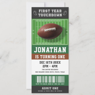 First Year Touchdown Football Ticket 1st Birthday Einladung